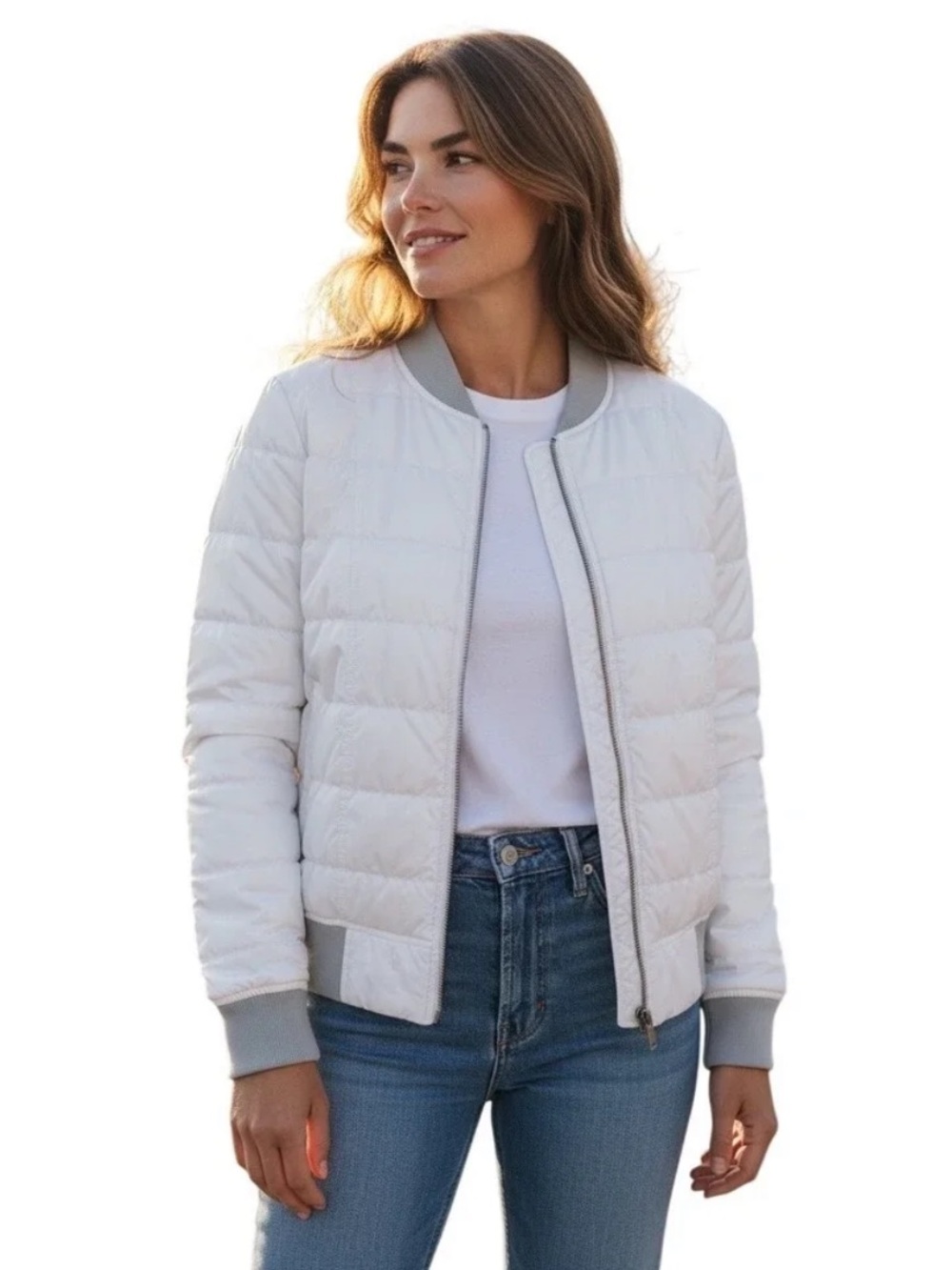 🆕 Athleta White Down Bomber Jacket